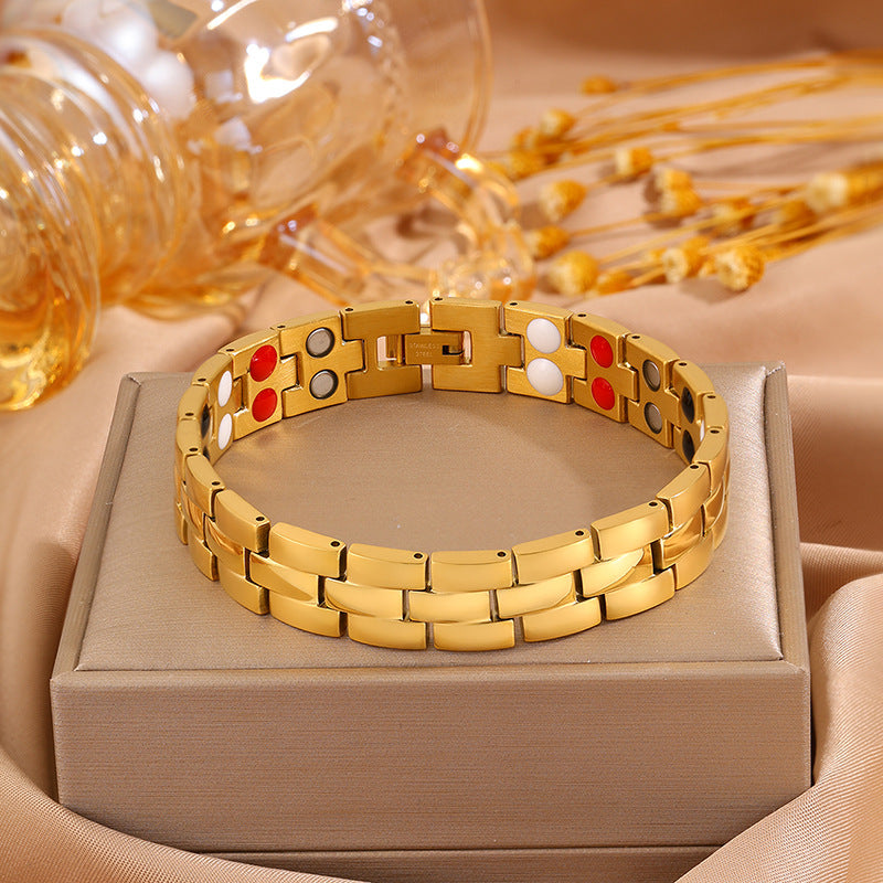 Magnetic Titanium Steel Health Bracelet for Men - Wellness Energy Adjustable Link Bracelet