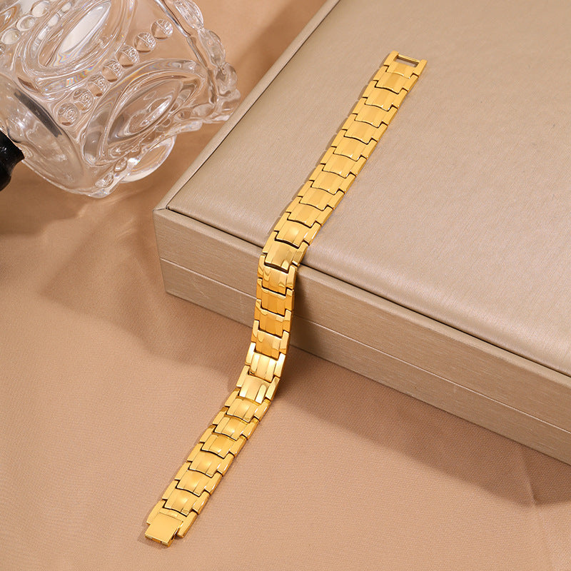 Magnetic Titanium Steel Health Bracelet for Men - Wellness Energy Adjustable Link Bracelet