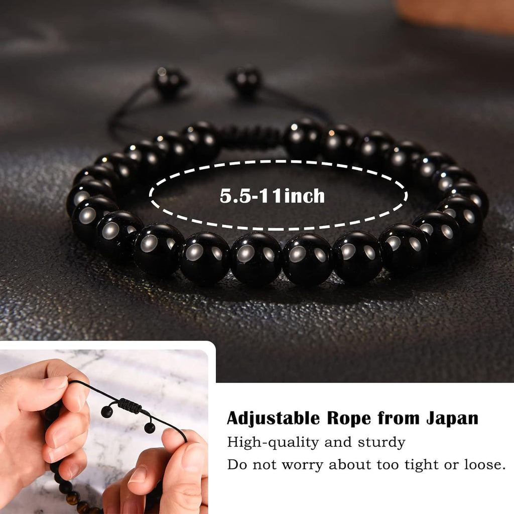 The Adventure Begins" Graduation Bracelet for Men - Tiger's Eye & Lava Stone Bead Bracelet, Gift for Grads