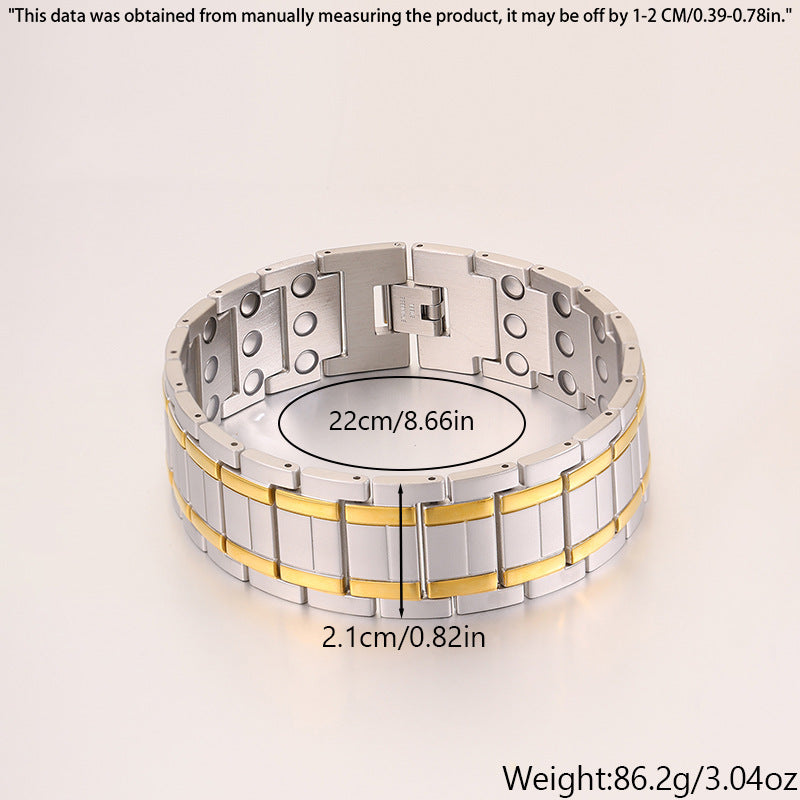 Magnetic Titanium Steel Health Bracelet for Men - Wellness Energy Adjustable Link Bracelet