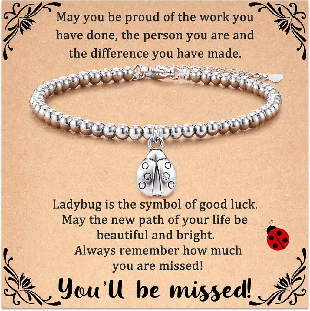 Bee, Elephant & Ladybug Charm Bracelet - Sterling Silver Plated Inspirational Gift for Women