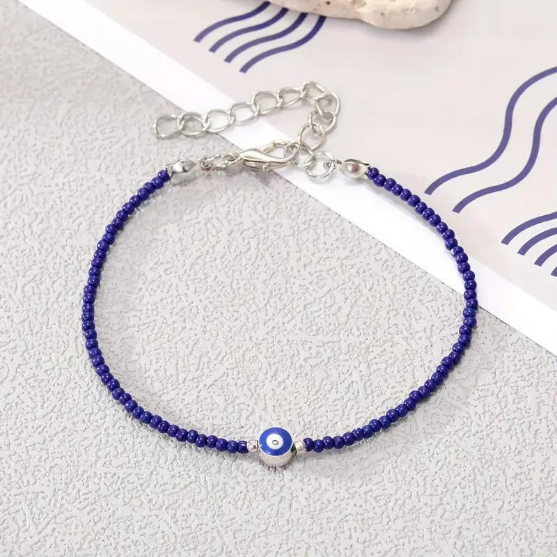 Evil Eye Protection Bracelet Set - Nazar Boncugu Beaded Charm Bracelet with Lobster Clasp (5 Colors)