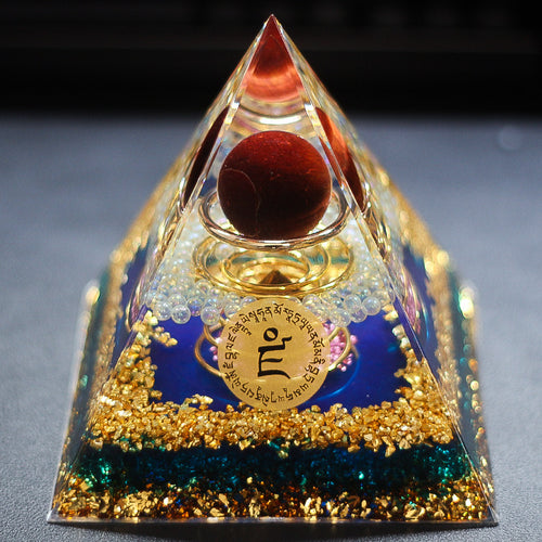 12Centimeter Creative Crystal Crushed Stone Pyramid Ornament Home Resin Epoxy Craft Office Decoration