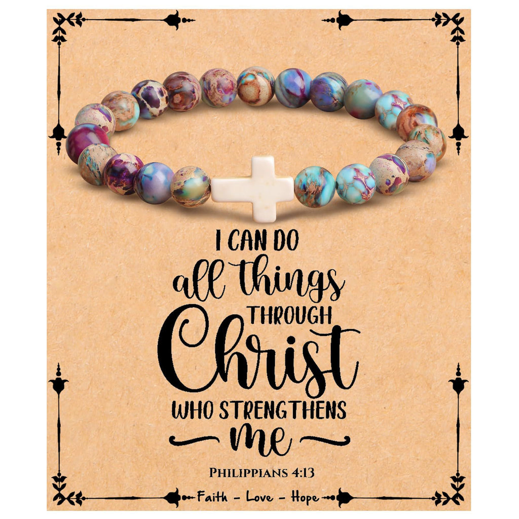 Emperor Stone Cross Bracelet - Faith Love Hope Inspirational Gift for Women & Men