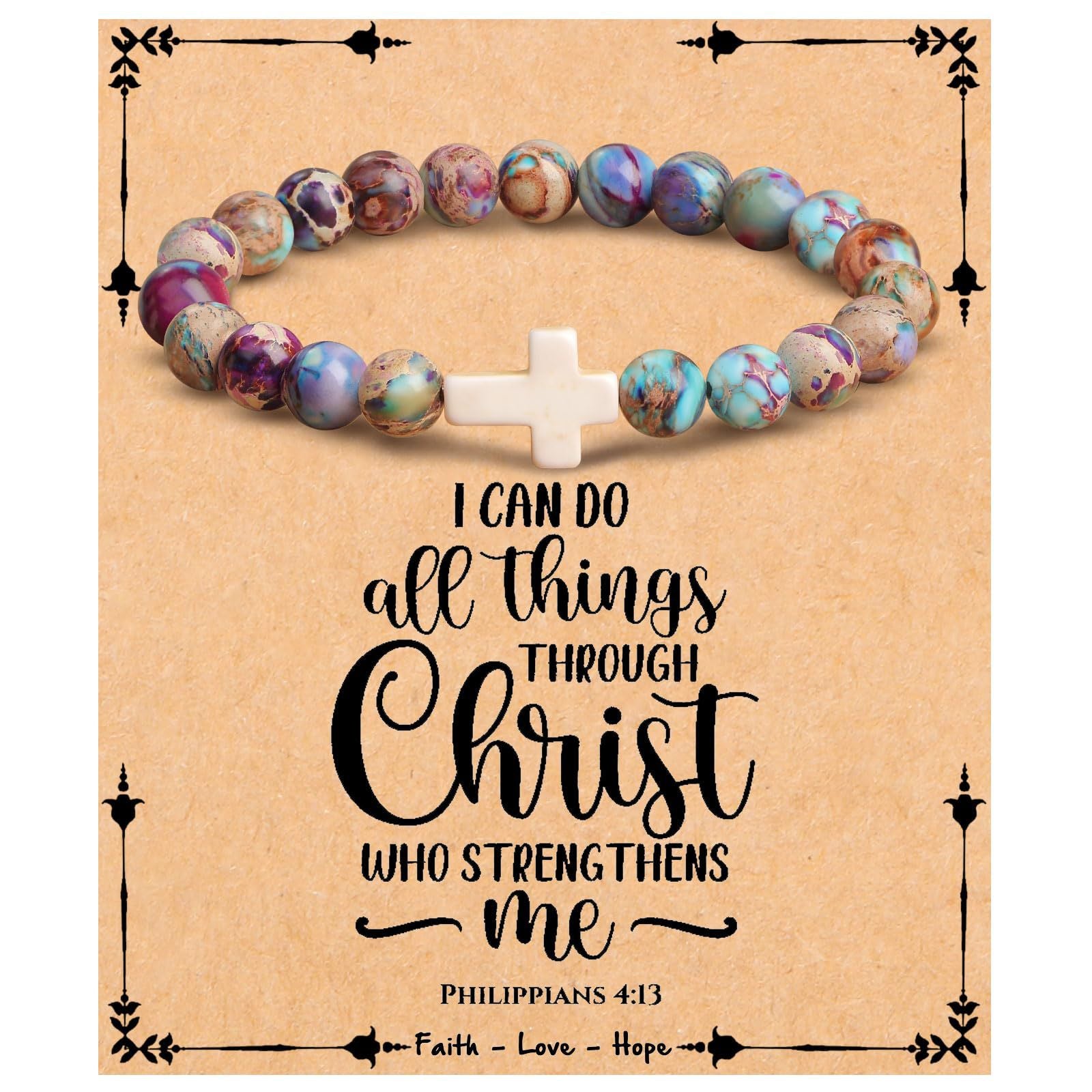 Emperor Stone Cross Bracelet - Faith Love Hope Inspirational Gift for Women & Men