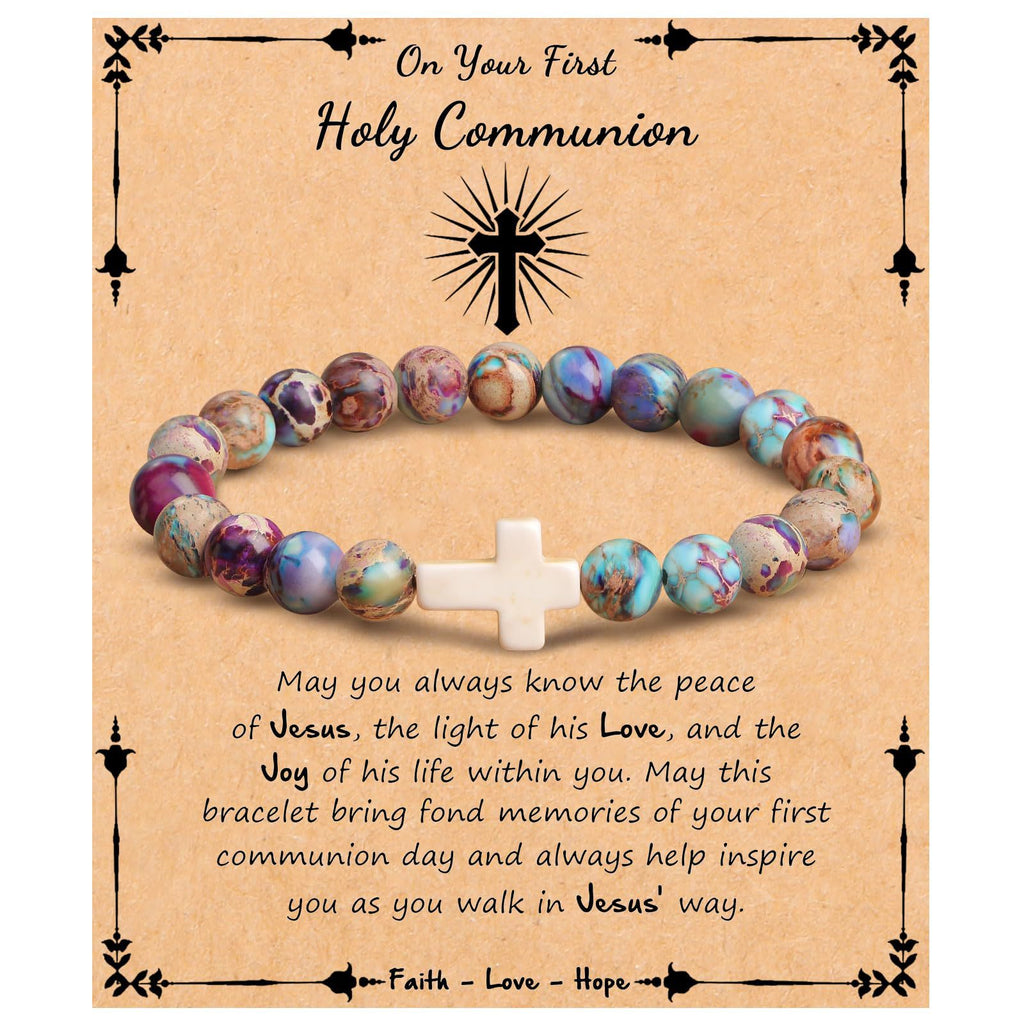 Emperor Stone Cross Bracelet - Faith Love Hope Inspirational Gift for Women & Men