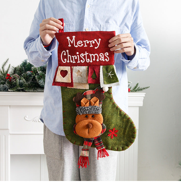 Christmas Decoration Gift Socks Fabric Santa Claus Gift Bag Snowman Reindeer Decorative Socks Christmas Socks
