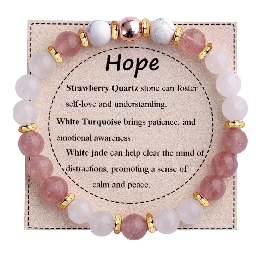 Strength" Triple Gemstone Bracelet - Amethyst, Aquamarine & Citrine Energy Bracelet for Women, Motivational Adjustable Gift