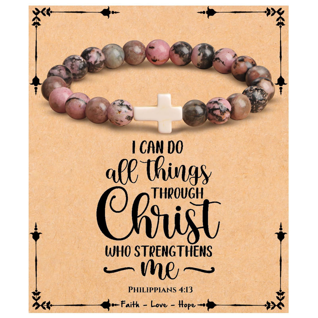 Emperor Stone Cross Bracelet - Faith Love Hope Inspirational Gift for Women & Men