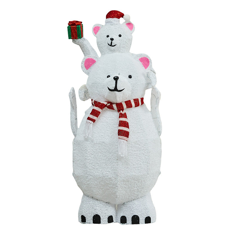 Christmas Decoration Polar Bear Iron Art Ornament Glowing Bear Street Light Ornament Mall Window Display Ornament