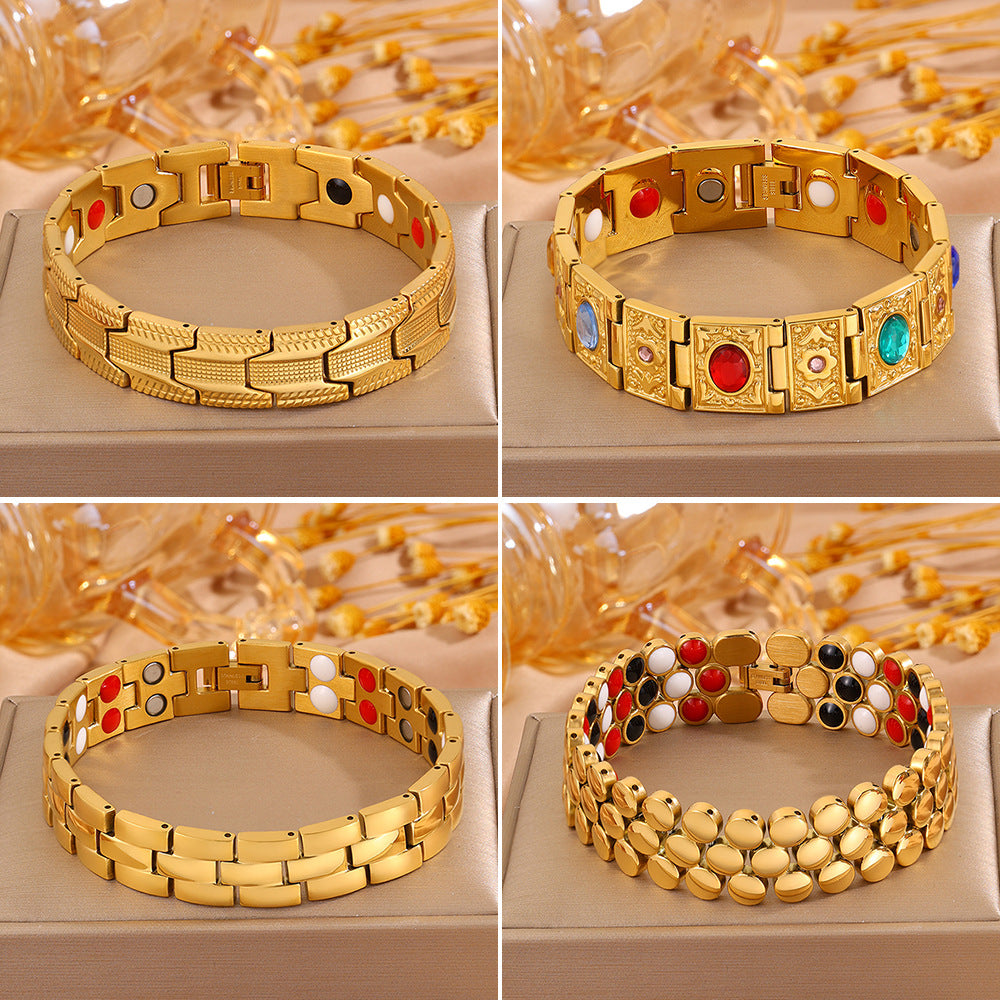 Magnetic Titanium Steel Health Bracelet for Men - Wellness Energy Adjustable Link Bracelet