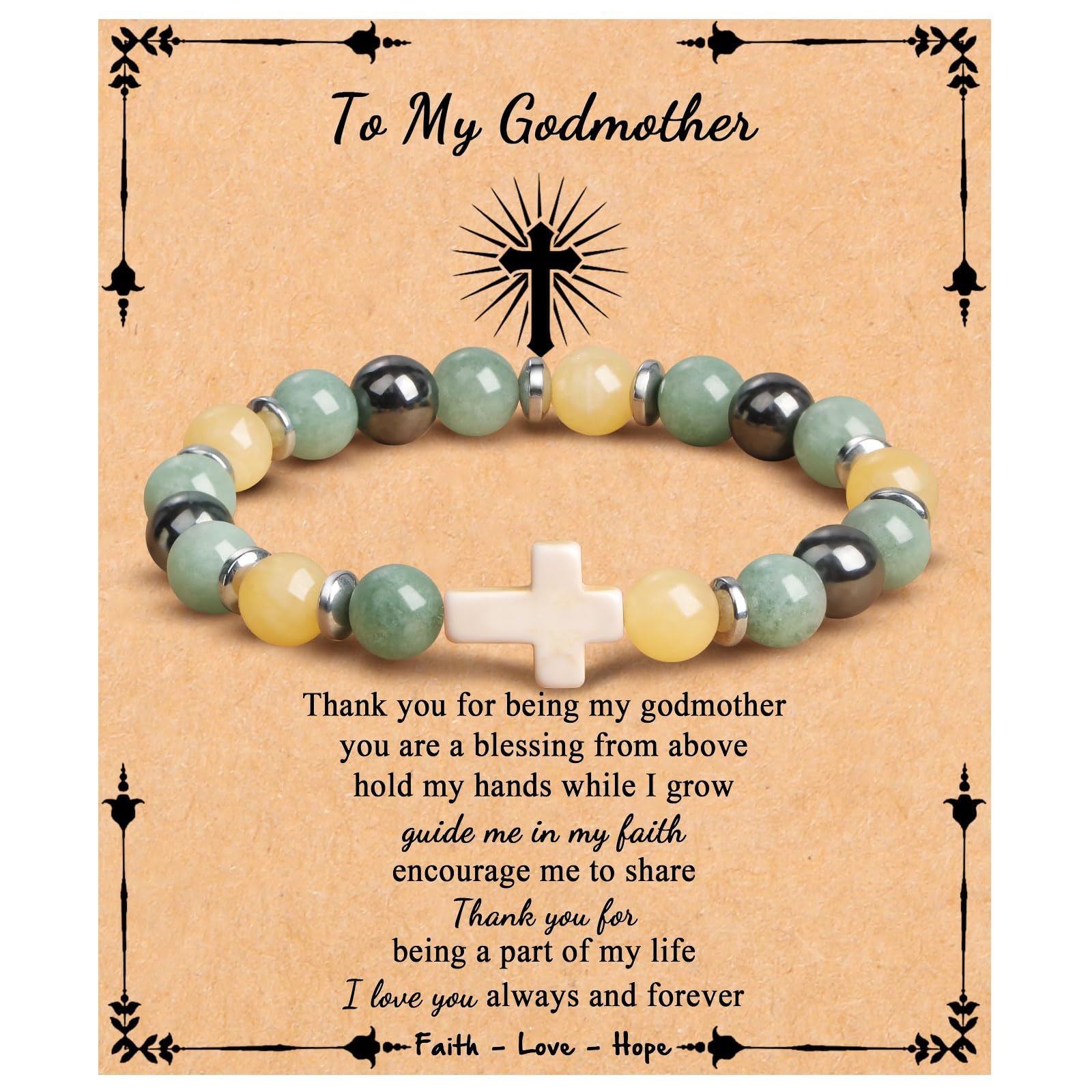 Emperor Stone Cross Bracelet - Faith Love Hope Inspirational Gift for Women & Men