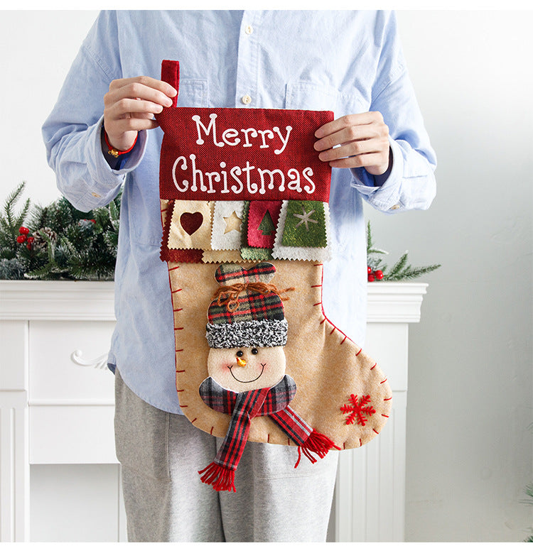 Christmas Decoration Gift Socks Fabric Santa Claus Gift Bag Snowman Reindeer Decorative Socks Christmas Socks