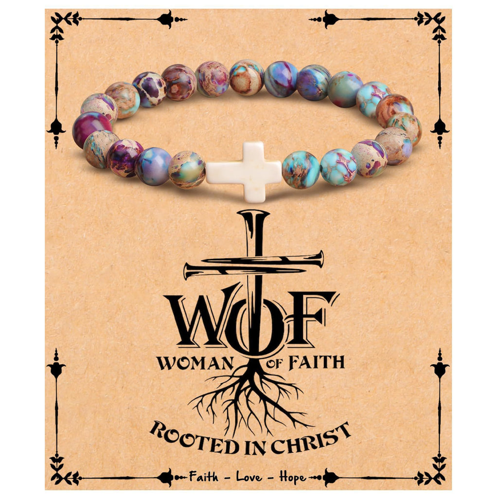 Emperor Stone Cross Bracelet - Faith Love Hope Inspirational Gift for Women & Men