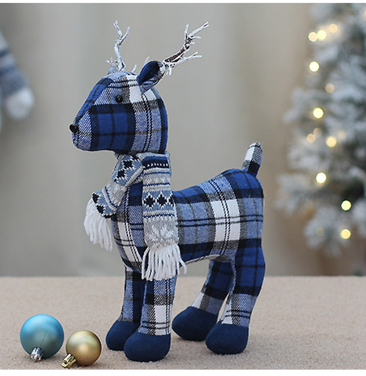 Christmas Decoration Standing Reindeer Figurine Desktop Ornament Window Display Christmas Fabric Deer Doll Decoration