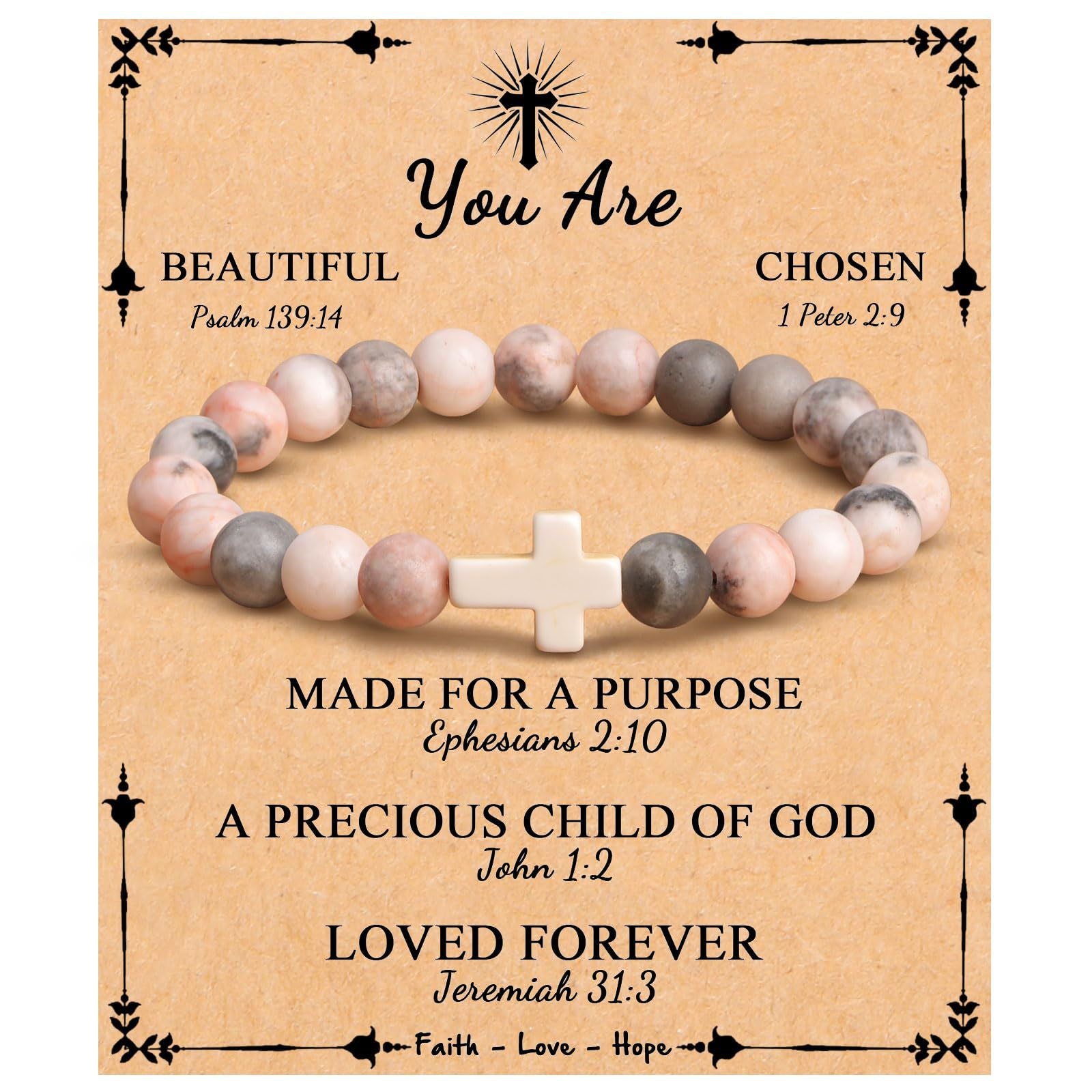 Emperor Stone Cross Bracelet - Faith Love Hope Inspirational Gift for Women & Men