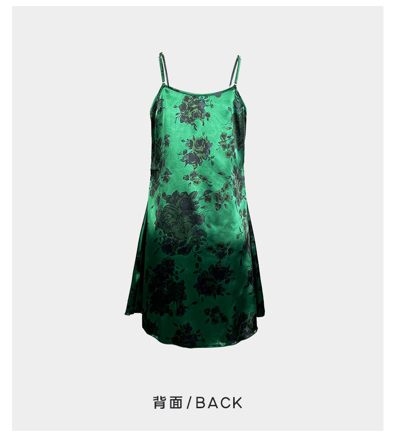 European and american hot INS Floral Print Strap Dress Sexy Pure Desire Style Luxurious Temptation Backless Dress647