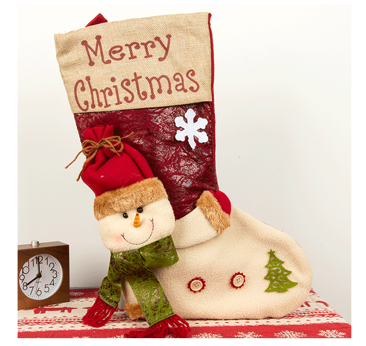 Christmas Decoration Gift Socks Fabric Santa Claus Gift Bag Snowman Reindeer Decorative Socks Christmas Socks