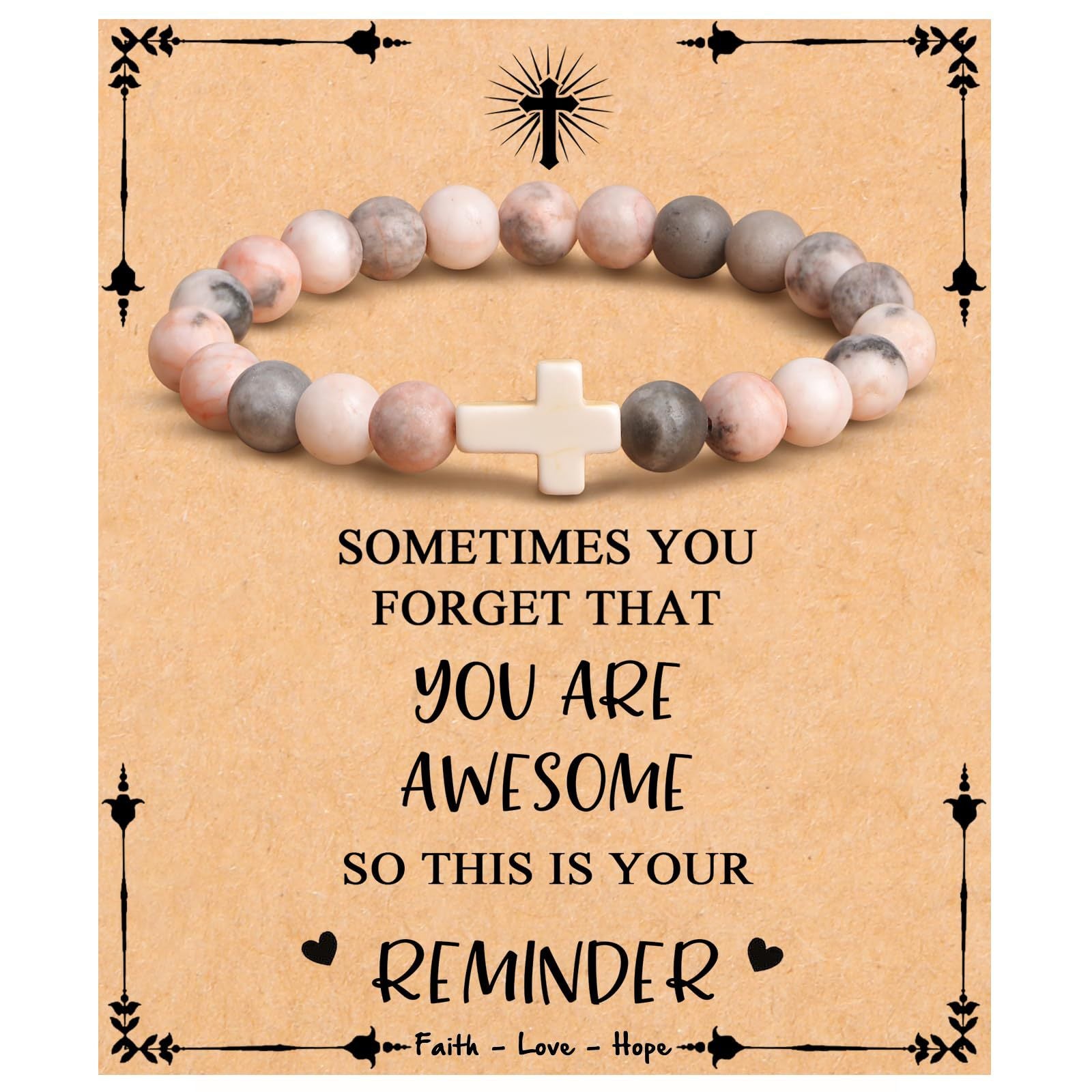 Emperor Stone Cross Bracelet - Faith Love Hope Inspirational Gift for Women & Men