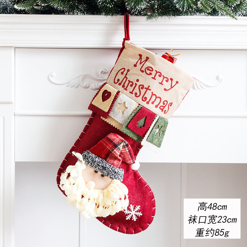 Christmas Decoration Gift Socks Fabric Santa Claus Gift Bag Snowman Reindeer Decorative Socks Christmas Socks
