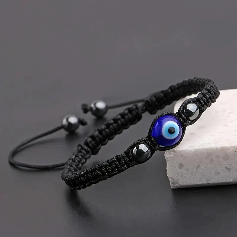 Nazar Evil Eye Protection Bracelet - Blue Eye Black Cord Adjustable Bracelet for Men & Women