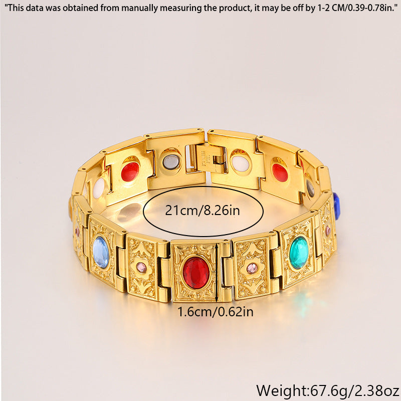 Magnetic Titanium Steel Health Bracelet for Men - Wellness Energy Adjustable Link Bracelet