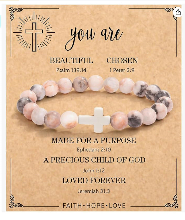 Emperor Stone Cross Bracelet - Faith Love Hope Inspirational Gift for Women & Men