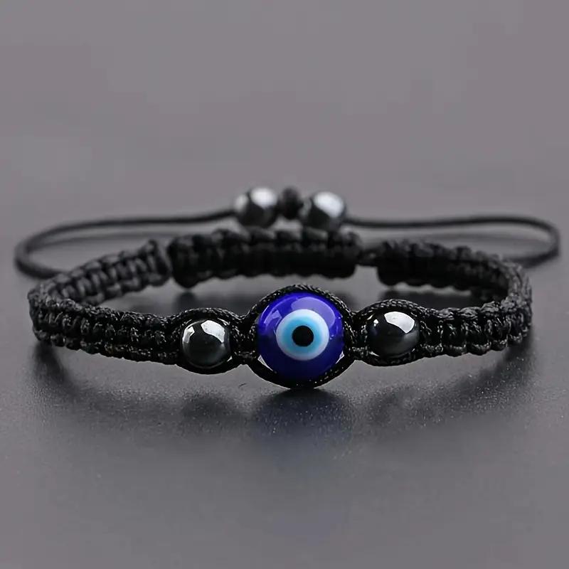 Nazar Evil Eye Protection Bracelet - Blue Eye Black Cord Adjustable Bracelet for Men & Women