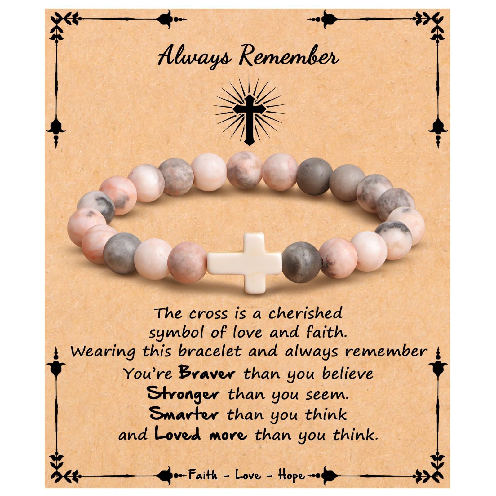 Emperor Stone Cross Bracelet - Faith Love Hope Inspirational Gift for Women & Men