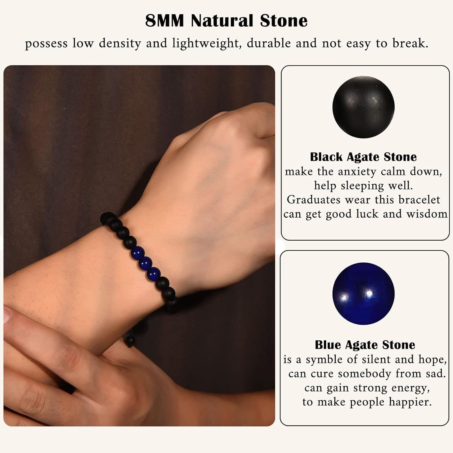 The Adventure Begins" Graduation Bracelet for Men - Tiger's Eye & Lava Stone Bead Bracelet, Gift for Grads