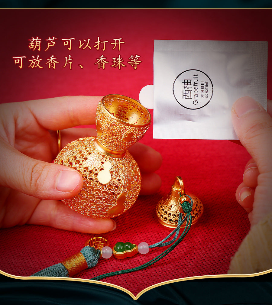 Brass Filigree Gourd Ornament Fulu Hanging Decoration Home Desktop Hollow Copper Gourd Craft Hanging Ornament Gift