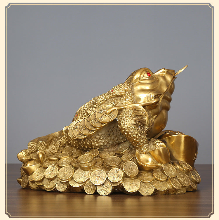 Brass Golden Toad Ornament Home Decor Craft Decoration Company Housewarming Opening Gift