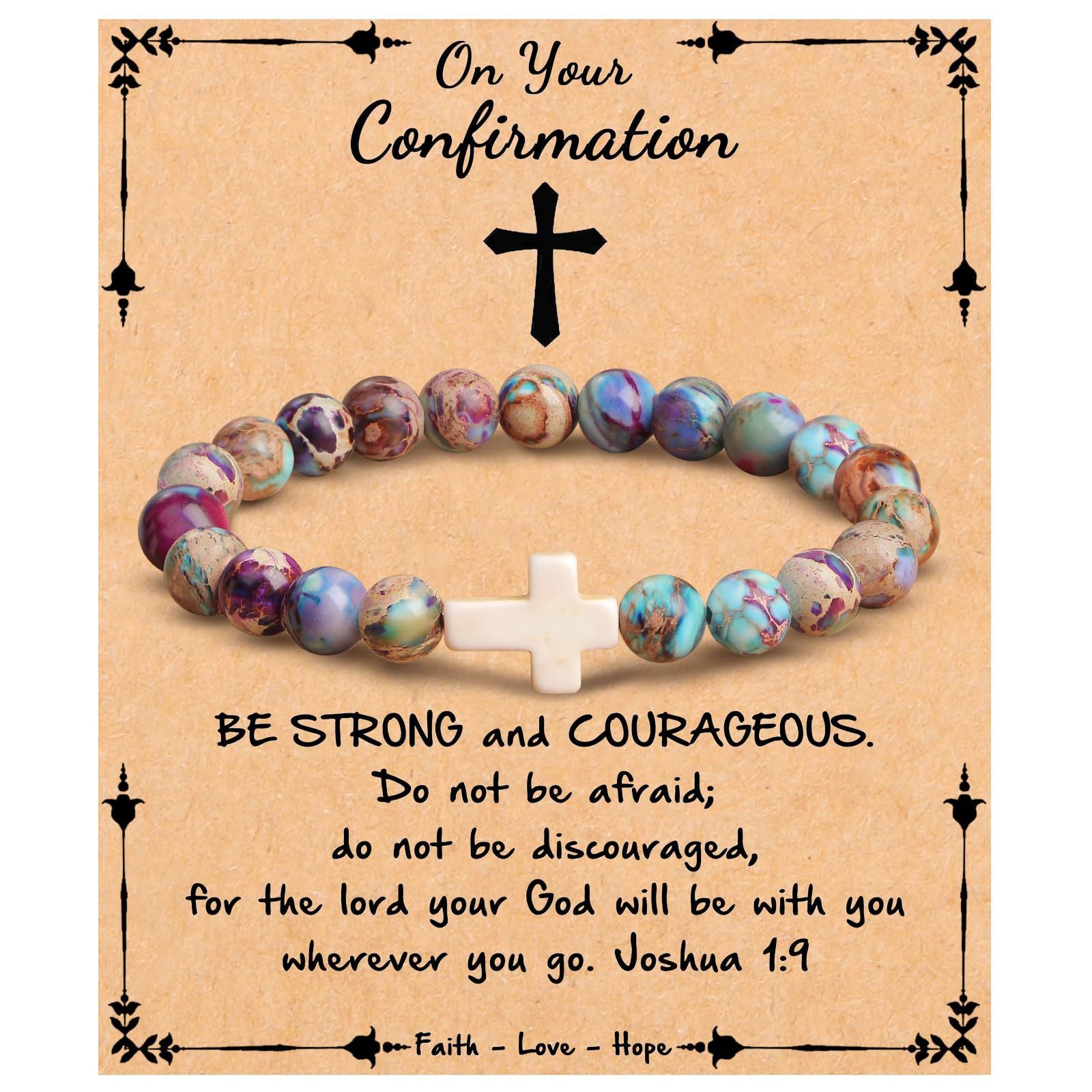 Emperor Stone Cross Bracelet - Faith Love Hope Inspirational Gift for Women & Men