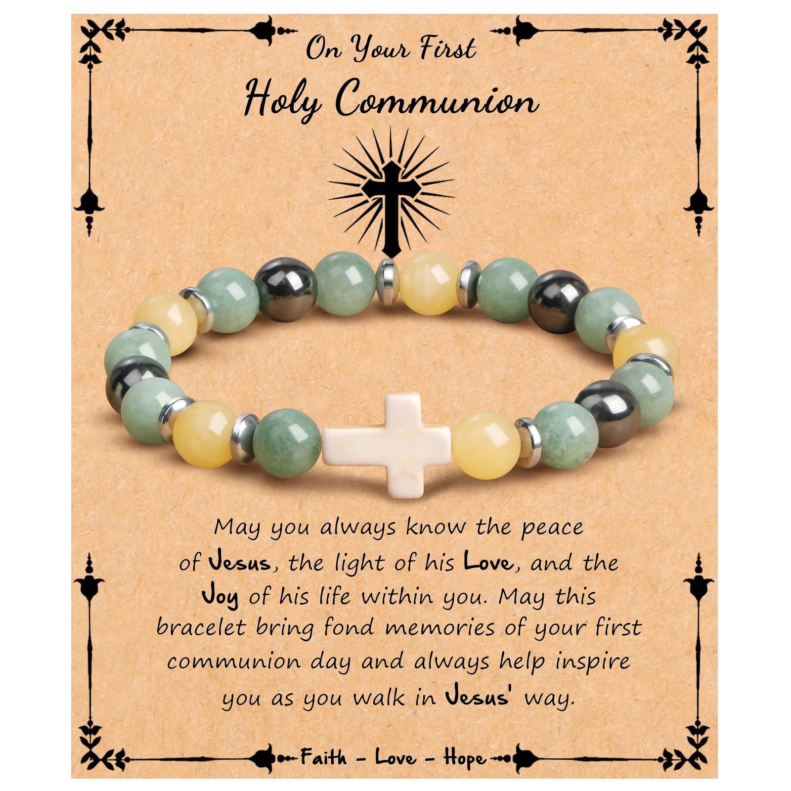 Emperor Stone Cross Bracelet - Faith Love Hope Inspirational Gift for Women & Men