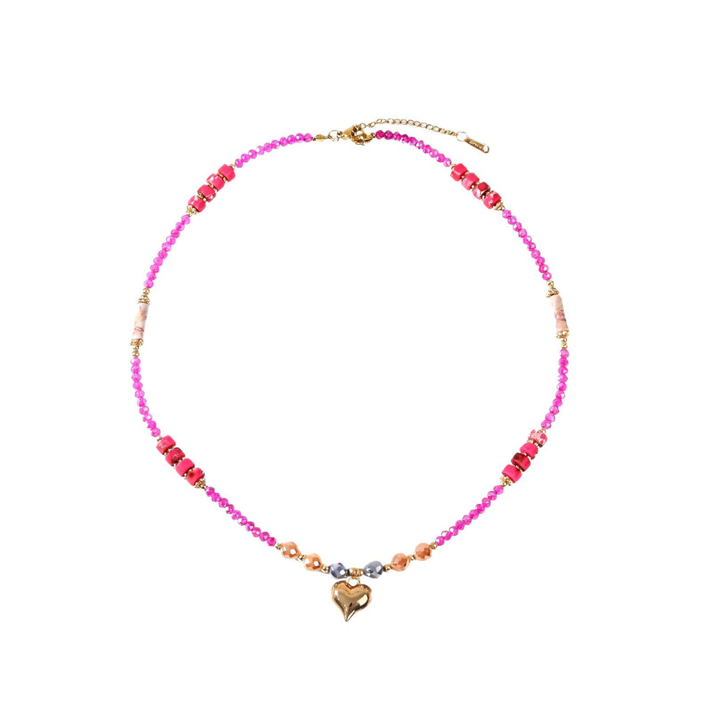 Love & Scent Gift Set - Crystal Heart Beaded Necklace with Perfume, Romantic Present for Her