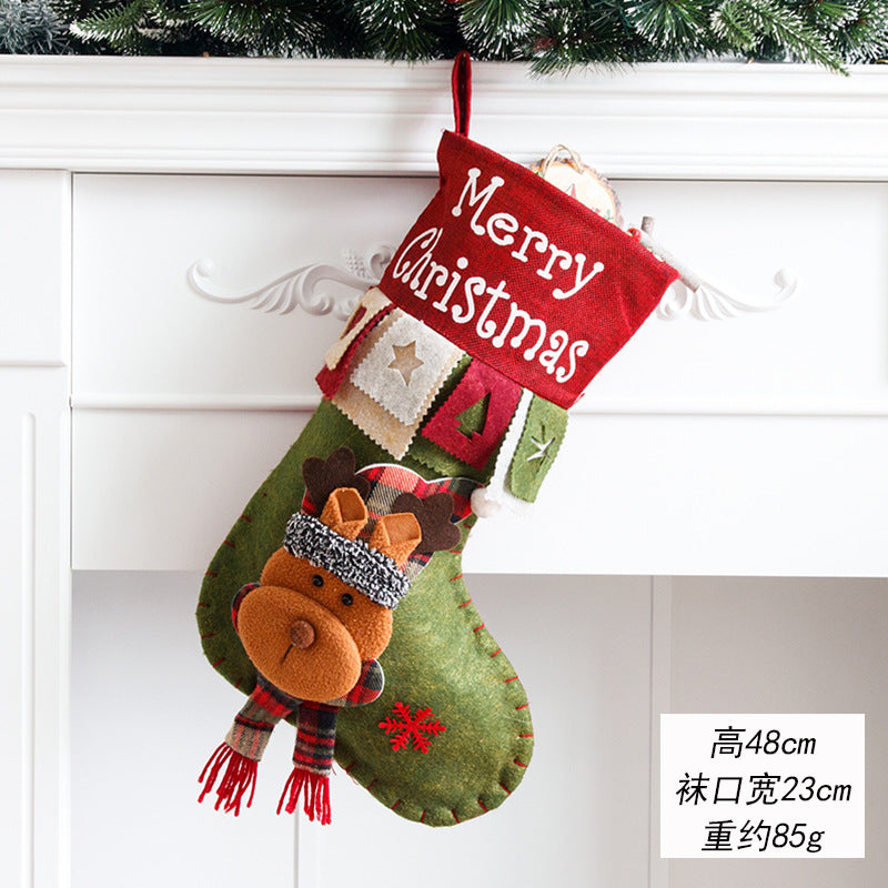 Christmas Decoration Gift Socks Fabric Santa Claus Gift Bag Snowman Reindeer Decorative Socks Christmas Socks