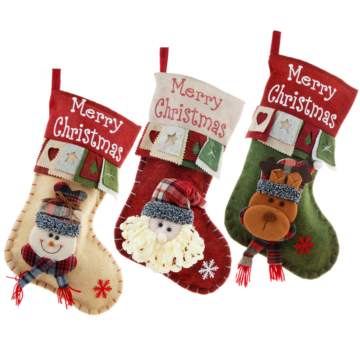 Christmas Decoration Gift Socks Fabric Santa Claus Gift Bag Snowman Reindeer Decorative Socks Christmas Socks