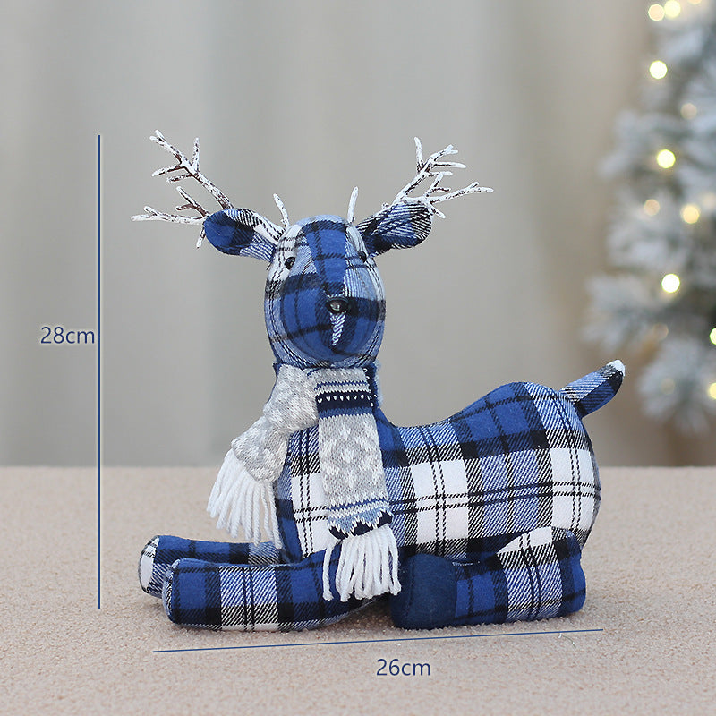 Christmas Decoration Standing Reindeer Figurine Desktop Ornament Window Display Christmas Fabric Deer Doll Decoration