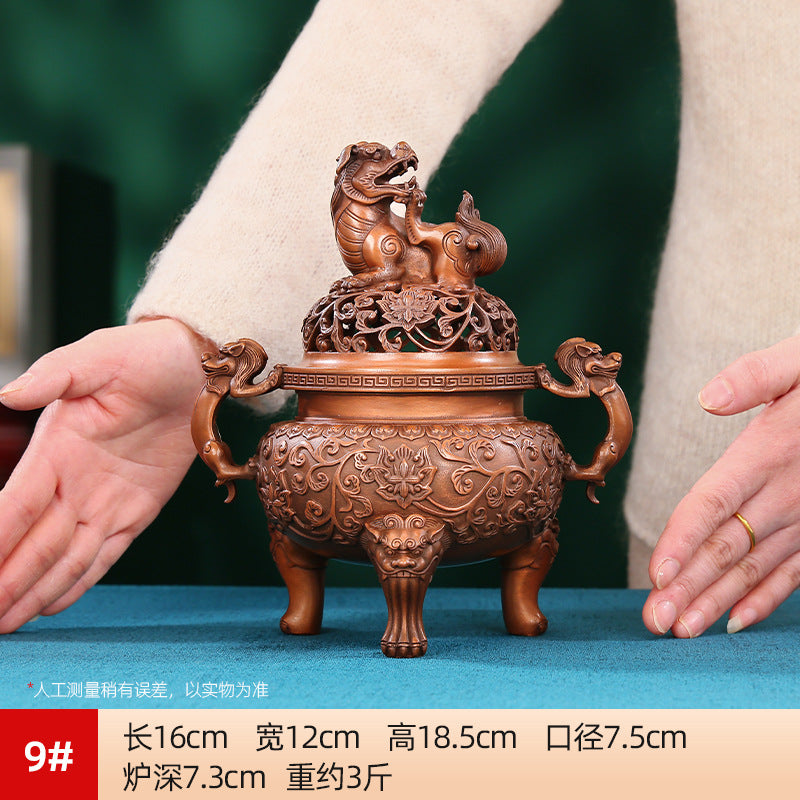 Copper Ming Dynasty Lion Incense Burner for Home Office Antique Xuande Incense Burner Incense Aromatherapy Burner Indoor Household Incense Burner
