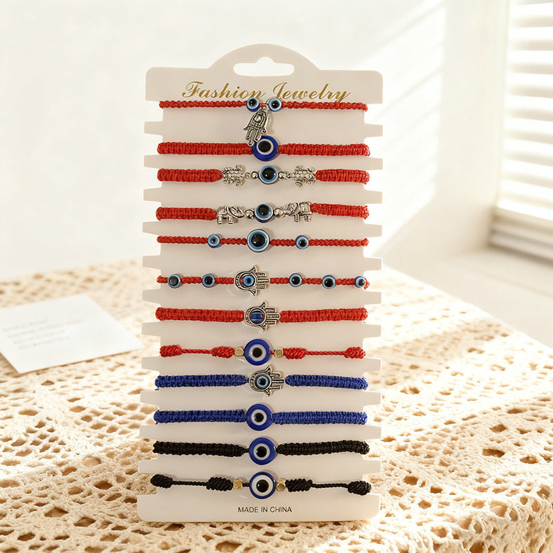 12-Piece Evil Eye Bracelets Set - Bohemian Stretchable Beaded Bracelets for Stacking | Protection Jewelry Gift for Women