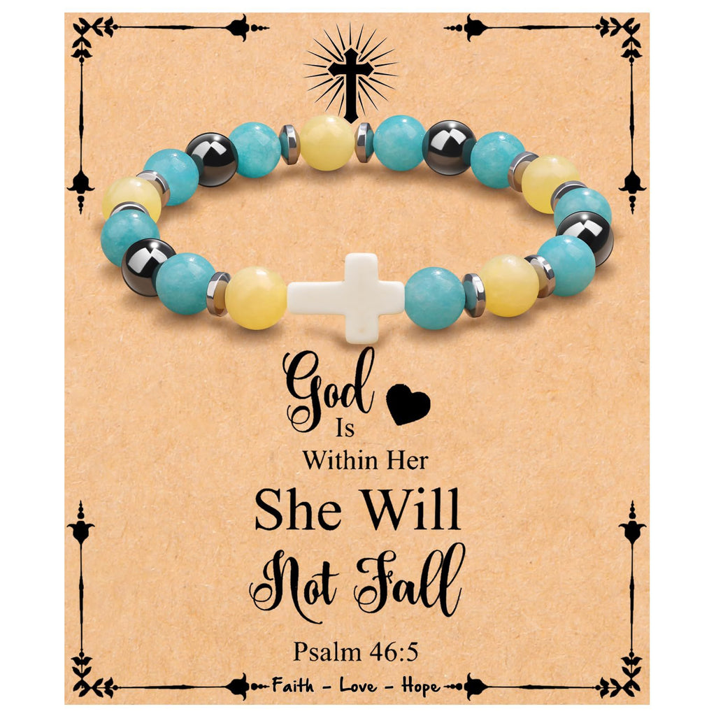 Emperor Stone Cross Bracelet - Faith Love Hope Inspirational Gift for Women & Men