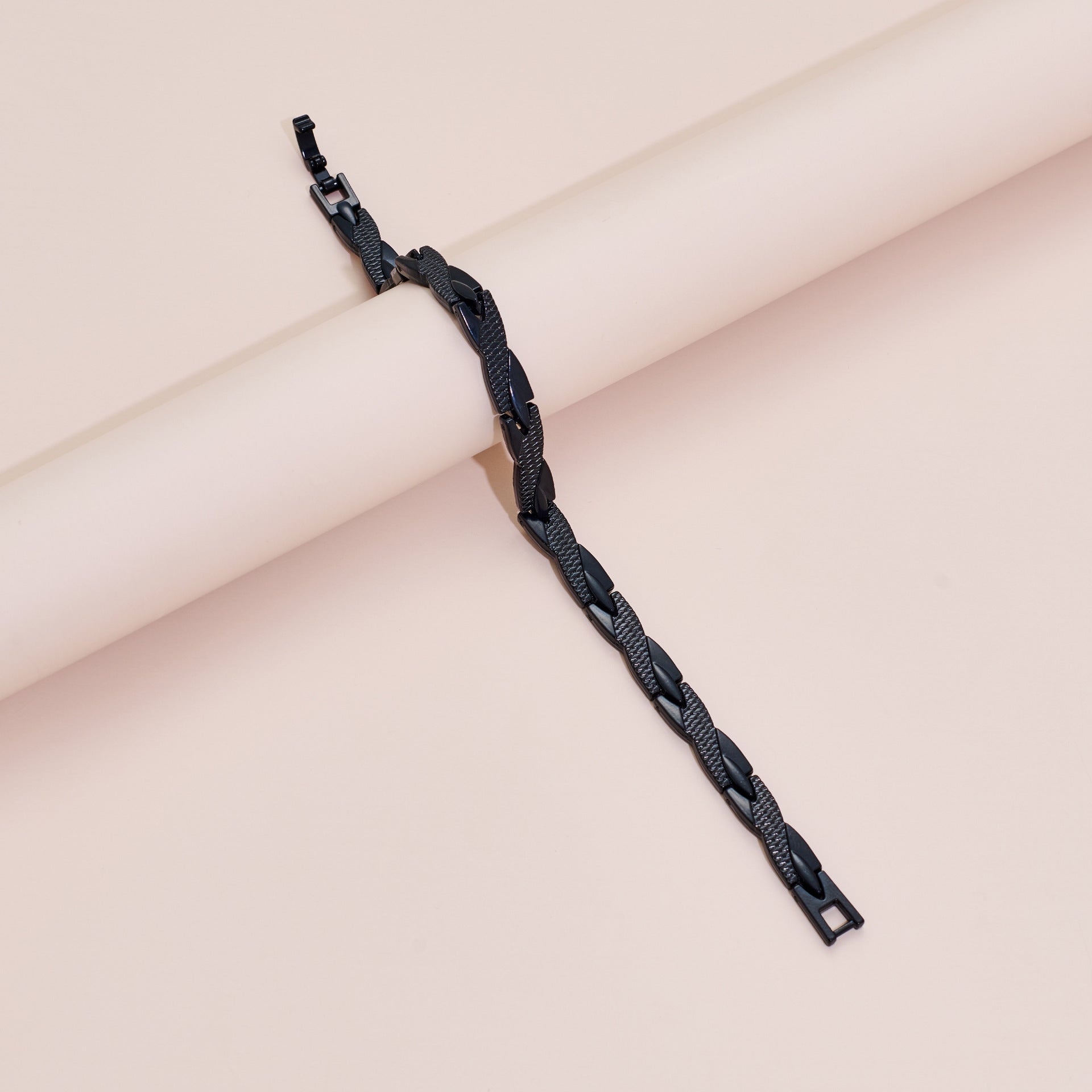 Magnetic Snap Hip Hop Bracelet for Men - Stainless Steel X-Link Cubic Zirconia Chain Bracelet, Adjustable Streetwear Jewelry