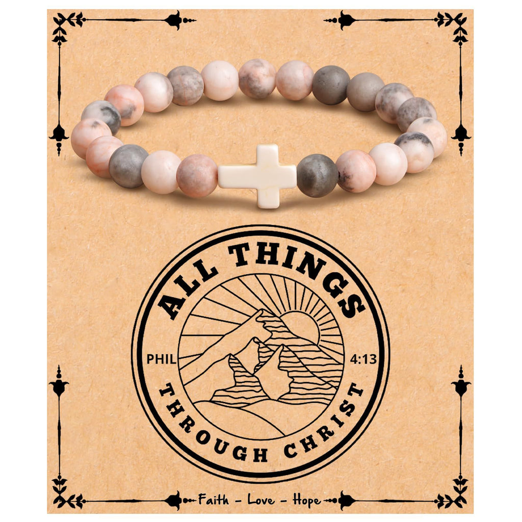 Emperor Stone Cross Bracelet - Faith Love Hope Inspirational Gift for Women & Men