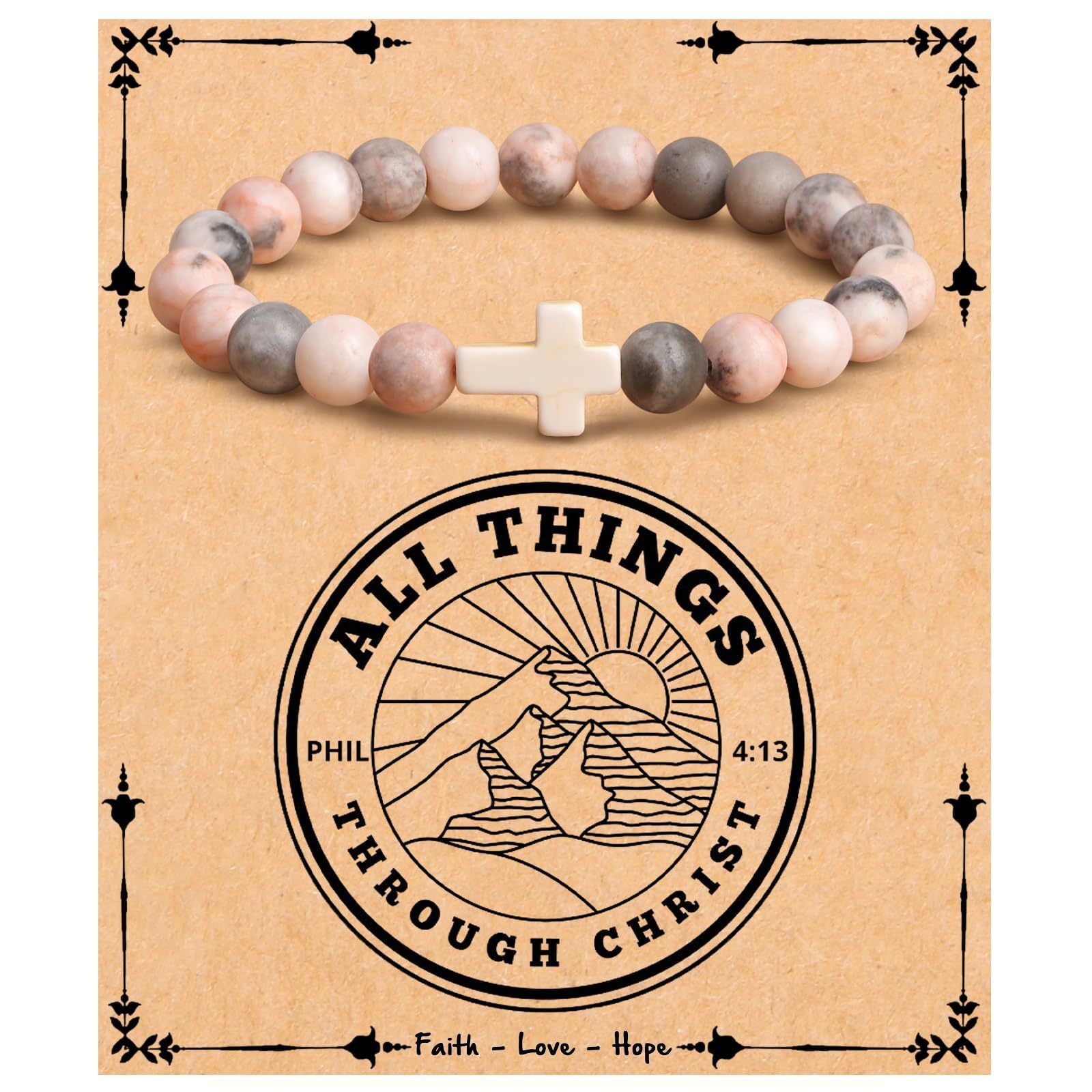 Emperor Stone Cross Bracelet - Faith Love Hope Inspirational Gift for Women & Men