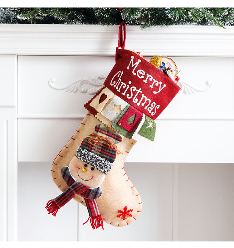 Christmas Decoration Gift Socks Fabric Santa Claus Gift Bag Snowman Reindeer Decorative Socks Christmas Socks