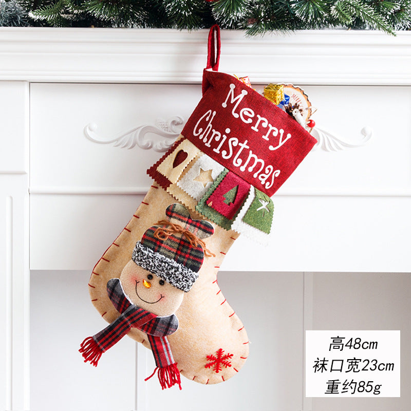 Christmas Decoration Gift Socks Fabric Santa Claus Gift Bag Snowman Reindeer Decorative Socks Christmas Socks