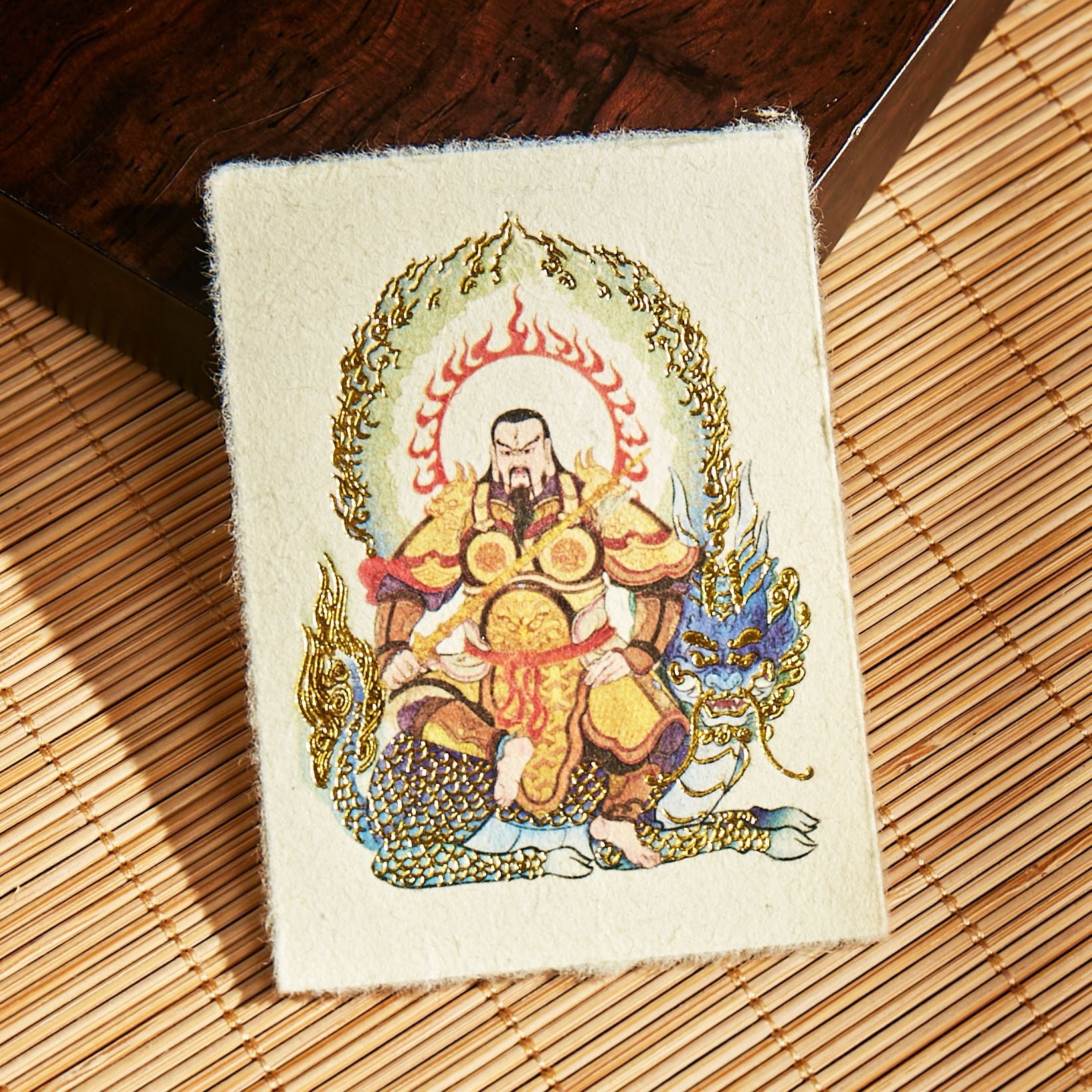 Taoist Temple Blessing Sticker - Gold Foil Guardian Deity Phone Skin, Elegant Spiritual Protection for Digital Life
