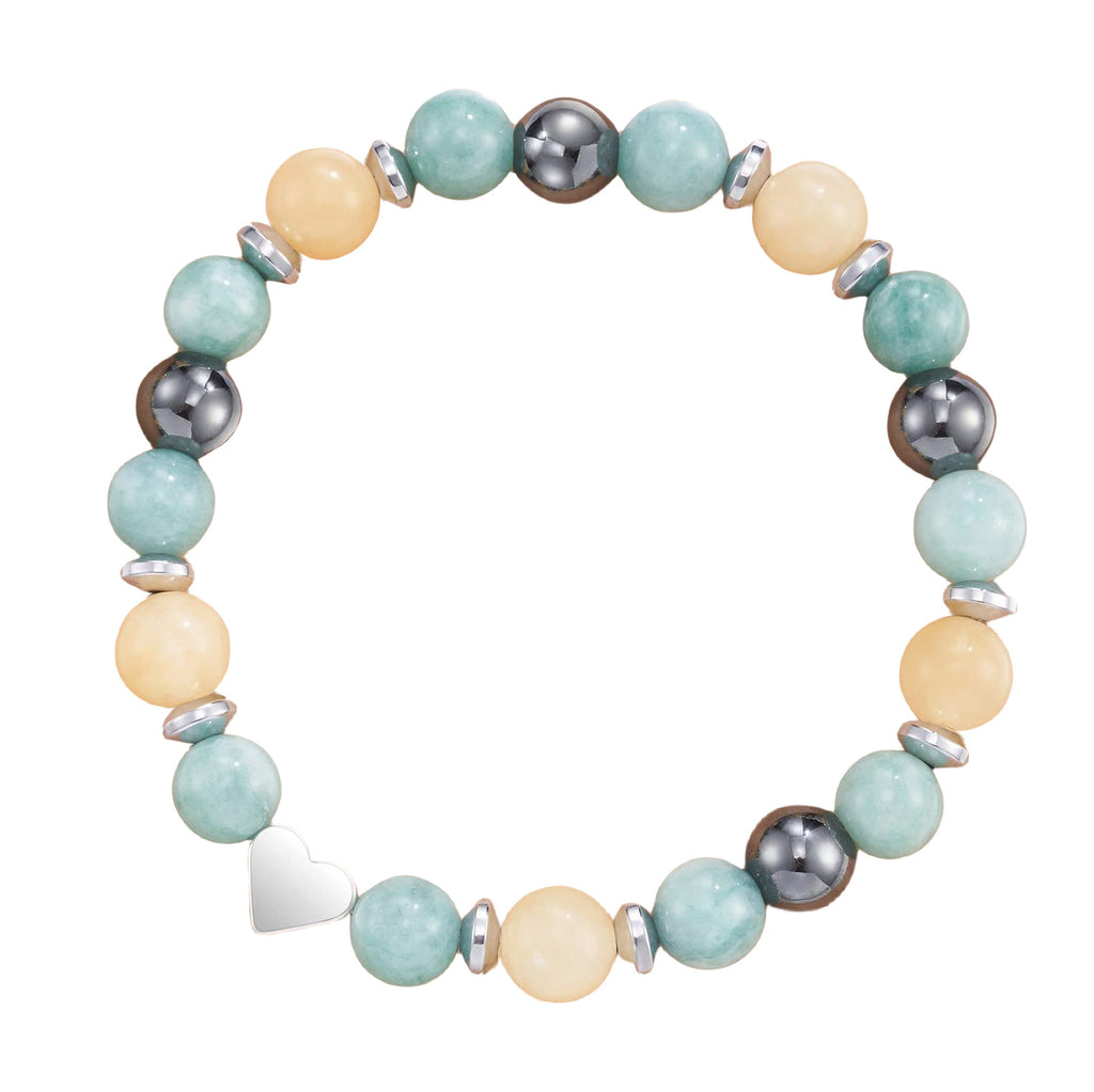 5-in-1 Energy Balance Bracelet - Amethyst, Obsidian, Lava Stone, Pink Zebra & Rhodochrosite Beaded Bracelet for Women