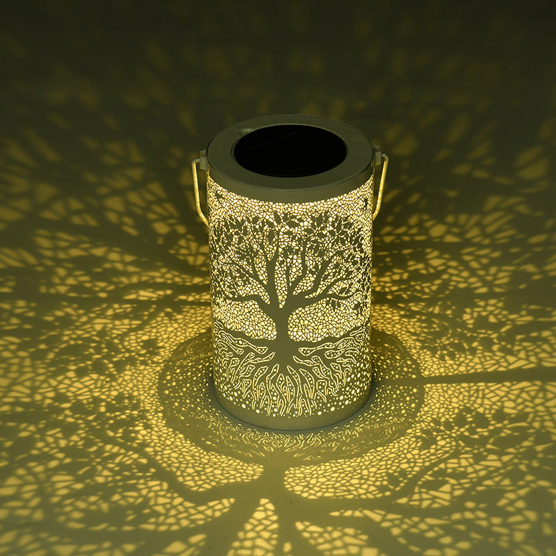 Amazon New Iron Art Large Tree Light Outdoor Courtyard Solar Landscape Light Decorative Atmosphere Hollow Hanging Light