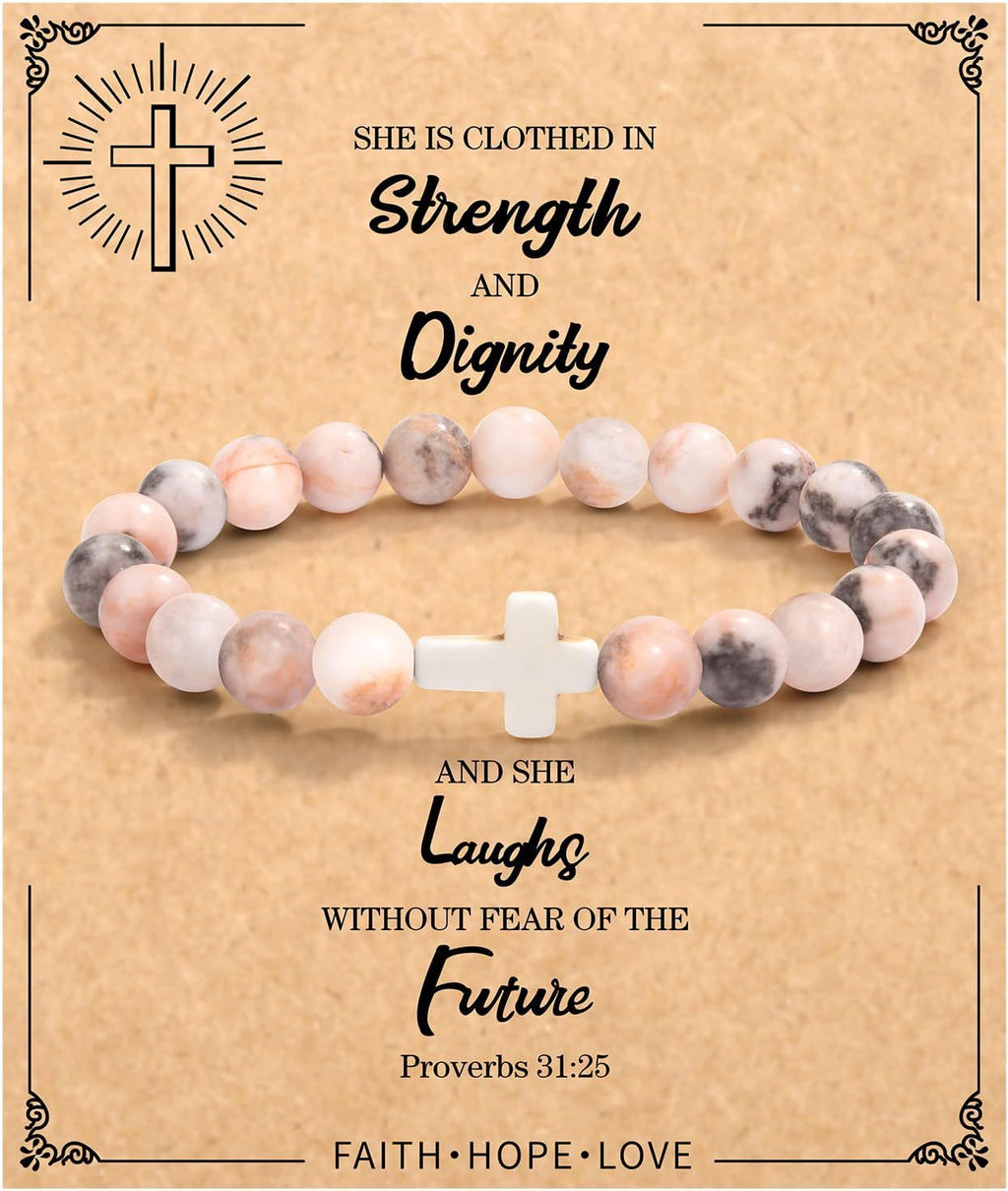 Emperor Stone Cross Bracelet - Faith Love Hope Inspirational Gift for Women & Men